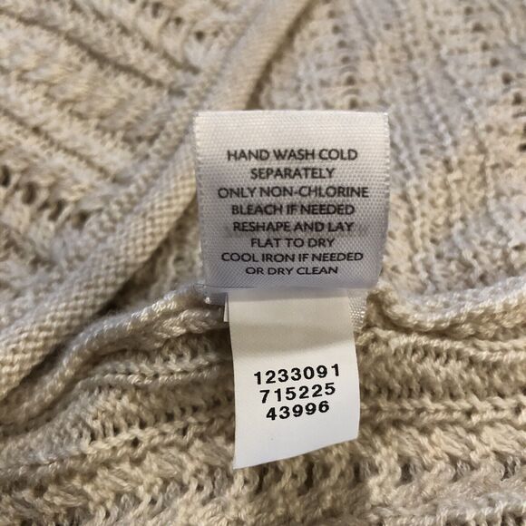 J JILL Wool Blend Open Waterfall Sweater‎ Vest Sz L Cream Knit Cardigan Soft - Picture 4 of 9